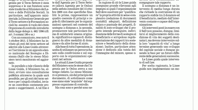 La trasparenza del Sostegno a distanza