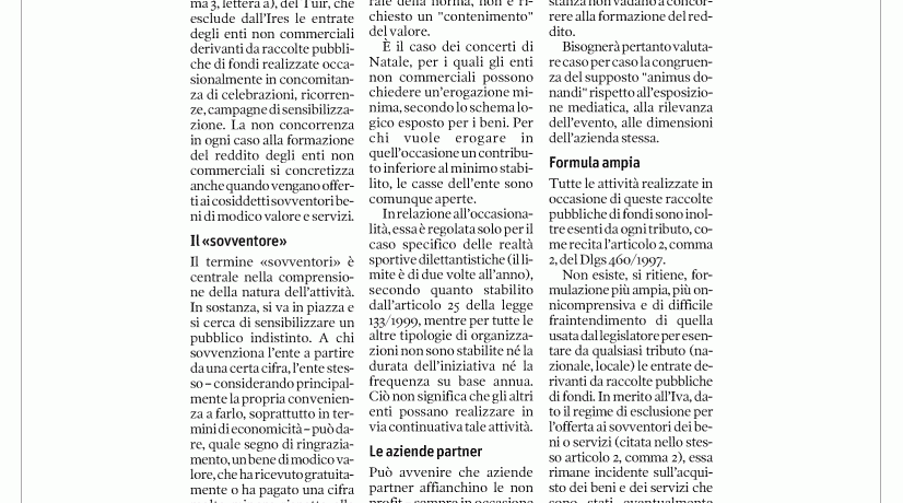 La raccolta fondi può essere esente da ogni tributo